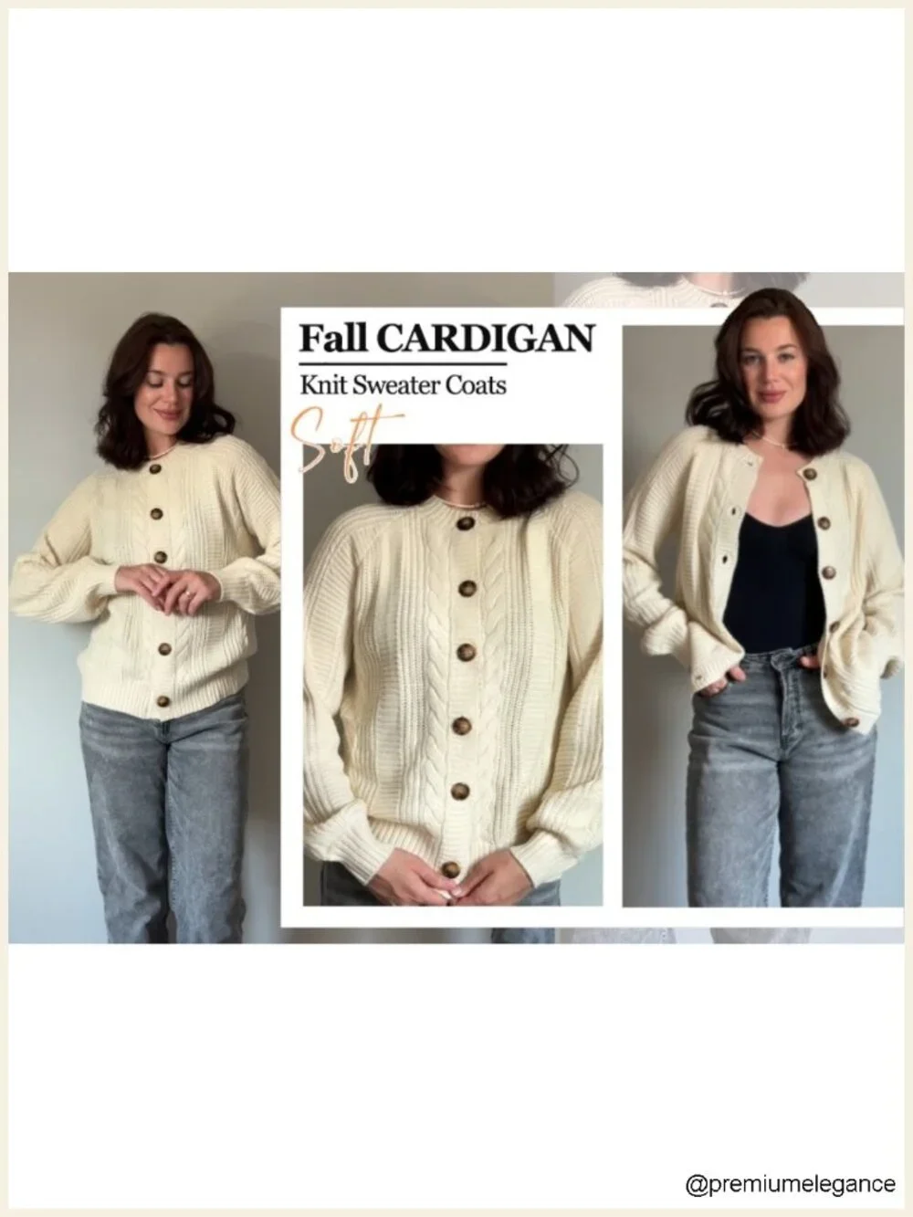 Women's Cable Knit Cardigan Open Front Long Sleeve Button Coat